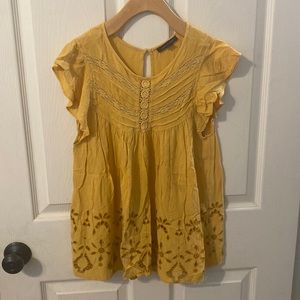 American Eagle Mustard Ruffle Top